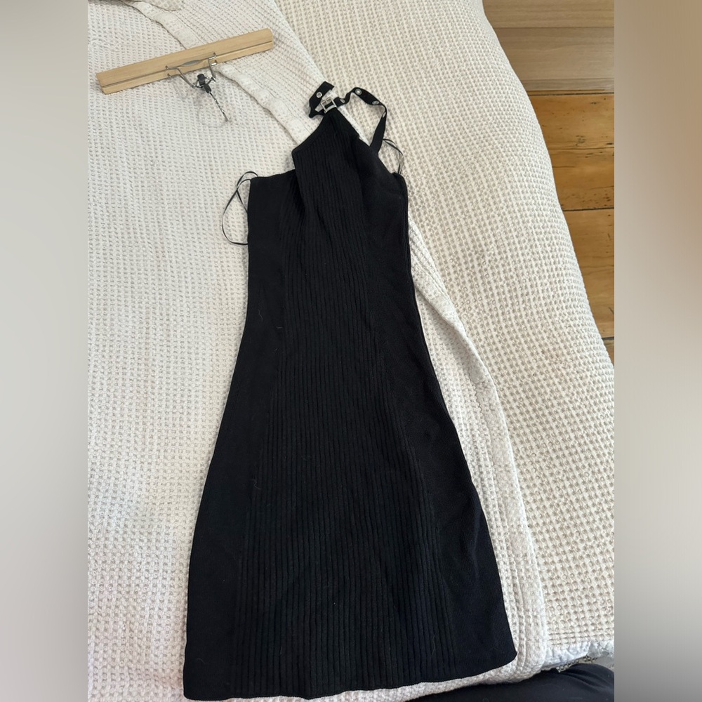 Zara - one shoulder black knit dress